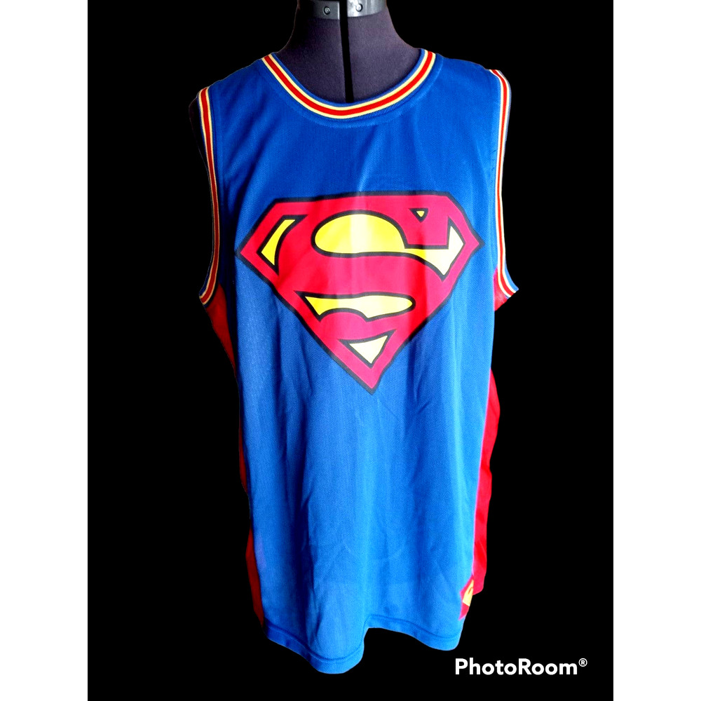Superman Basketball jersey, blue, red   youth  Lg (42/44)
